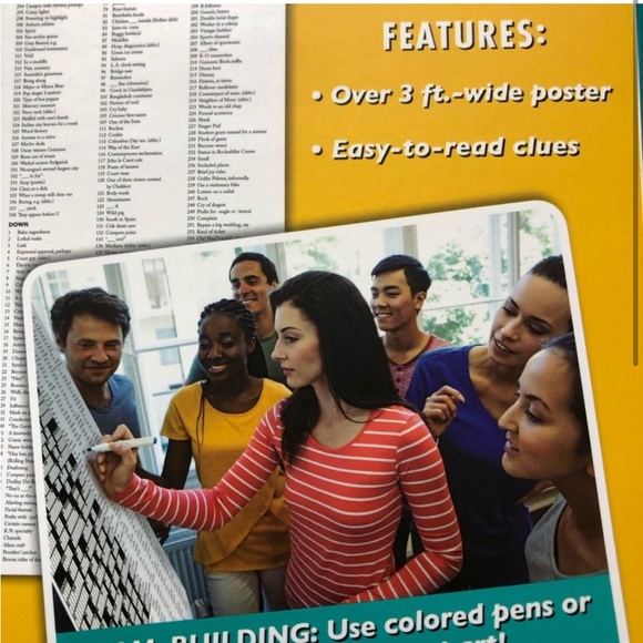 Giant Crossword Puzzle Poster Easy to Read Over 3 Feet Wide Home Office Friends - Picture 2 of 3